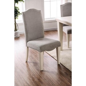 Royal Hampton Upholstered Wooden Side Chair, White And Gray, Pack Of Two - 1 of 1