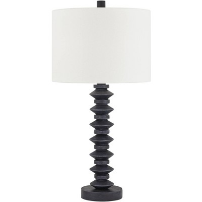 360 Lighting Heron 27 3/4" Tall Turned Column Mid Century Modern Table Lamp Black Single White Shade Living Room Bedroom Bedside Nightstand House