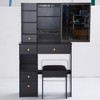 29.2" Small Space Left Drawer Desktop Vanity Table + Cushioned Stool, Extra Large Right sliding mirror, Multi Layer High Capacity Storage - 4 of 4