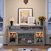 Homhougo Farmhouse TV Stand for TVs up to 70'', TV Cabinet with 2 Acrylic Door, LED TV Stand with Storage Cabinets and Open Shelves, Gray - 3 of 4