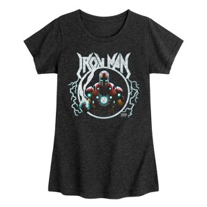Girls' - Marvel - Iron Man Metal Fitted Short Sleeve Graphic T-Shirt - 1 of 4
