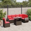 vidaXL 7 Piece Garden Sofa Set with Cushions Brown Poly Rattan - Brown - 2 of 4