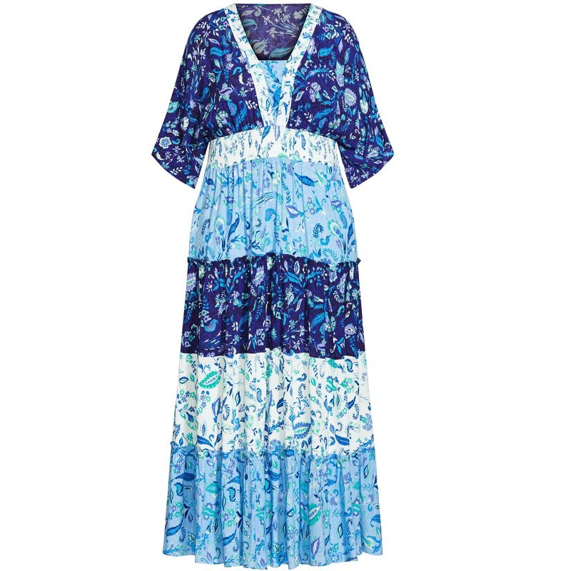 Women's Plus Size Daisy Tiered Maxi Dress - blues | AVENUE, 3 of 4