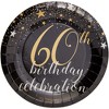 Blue Panda 80-Count 60Th Birthday Celebration Disposable Paper Plates 7 inches Black Party Supplies - 3 of 4