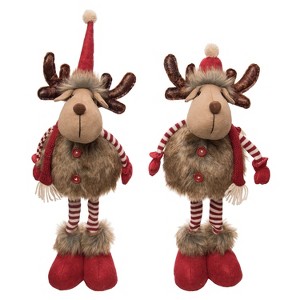 Plush Stripe Standing Reindeer Set of 2 - 1 of 1