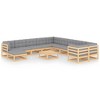 vidaXL Patio Furniture Set 12 Piece Outdoor Sectional Sofa Solid Wood Pine - Natural With Cushions - 2 of 4