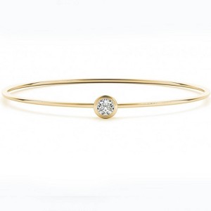 Pompeii3 3/8ct Bezel Solitaire Round Brilliant Cut Bangle Bracelet 14k Yellow Gold - 1 of 2