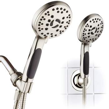 High Pressure 6 Setting Luxury Handheld Shower Head with Extra Wall Bracket Nickel - Aquabar