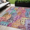Red Gold And Teal Blue Village Houses Washable Indoor Outdoor Area Rug - 2 of 4
