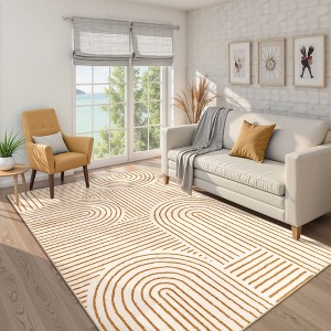 Lahome Abstract Washable Rugs Non Slip Soft Living Room Rugs Ultra-Thin Rainbow Bedroom Rug Non Skid Rug Backing Accent Carpet for Room Office - 1 of 4
