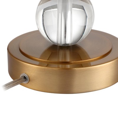 Halston Modern Buffet Table Lamps Set, Brass Crystal with Off-White Shade