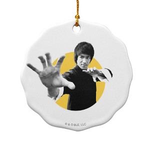 Bruce Lee Walk On Porcelain Scalloped Holiday Christmas Tree Ornament  2.8" (7.1 cm) - 1 of 4