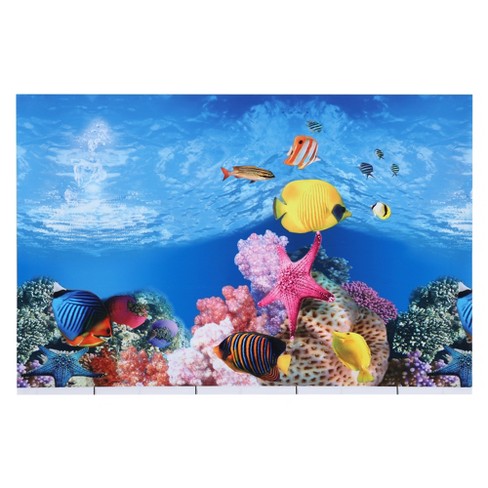 Fish Tank Poster Coral Aquarium Background Underwater Poster Tank  Background Stickers for Fish Tank 61 * 30cm