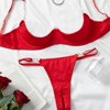 Clotth Ladies Christmas Charming Lingerie Set - Romantic Women's Lingerie with Push-up Bra and Thong, Red - 4 of 4