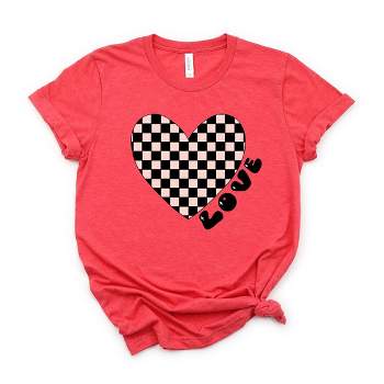 Simply Sage Market Women's Checkered Heart Black Short Sleeve Graphic Tee