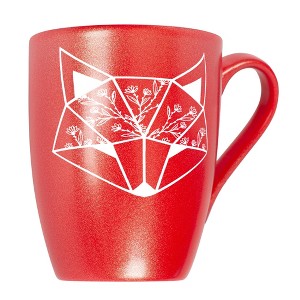Elanze Designs Nature Animal Coffee Cup Mug 10 Ounce Ceramic With Shimmery Metallic Finish Floral Geometric Fox Crimson Red - 1 of 4
