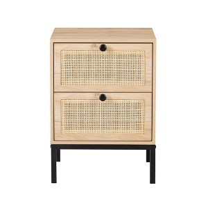 Dexmalle Set of 2 rectangle Rattan Bedside Table Nightstand - 1 of 4