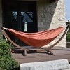 Vivere 8ft Double Sunbrella Hammock with Solid Pine Arc Stand in Coral (FSC Certified) - 2 of 4