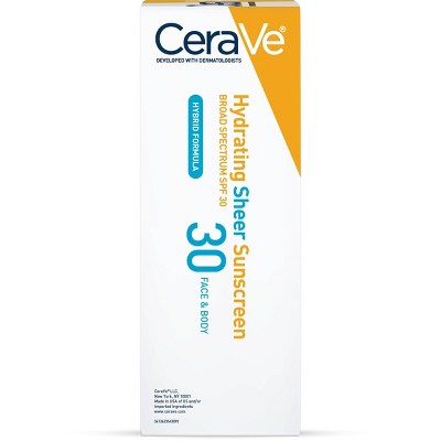 CeraVe Hydrating Sheer Sunscreen Lotion for Face and Body - SPF 30 - 3 fl oz_4