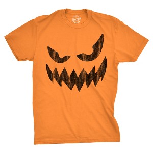 Mens Wavy Mouth Wayne Pumpkin T Shirt Funny Halloween Jack O Lantern Terrifying Smile Tee For Guys - Crazy Dog Men's T Shirt - 1 of 4