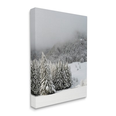 Winter Snowscape Woodland Trees White Canvas Landscape Print