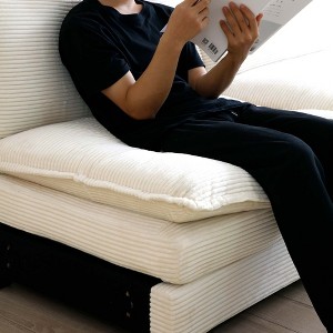 Racxily Corduroy Ottoman Footstool - Matches 2/3/4 Seater Sofas, Retro-Stylish, Plush Fabric, Ideal for Living Rooms/Bedrooms - 1 of 4