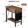 Whizmax End Table with Charging Station- Flip Top Narrow Side Tables With Storage Drawers for Living Room Bedroom Office Small Spaces - 2 of 4