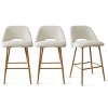 Boucle Counter Stool Set Of 3 Modern Upholstered Arched Back Kitchen Island Seating With Padded Seat And Footrest-Tanpinhause - 2 of 4