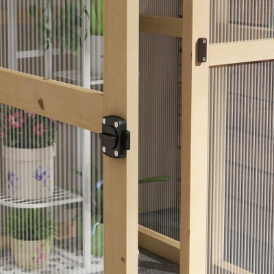 Outsunny 6.5' x 4' Polycarbonate Greenhouse with Wood Frame