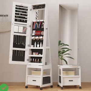360° 66'' Swivel Jewelry Armoire w/Full-Length Mirror - Lockable Freestanding Cabinet - 1 of 4
