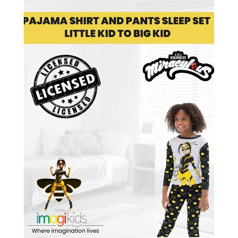 Miraculous Ladybug Vesperia Rena Rouge Girls Pullover Pajama Shirt and Pants Sleep Set Little Kid to Big Kid, 2 of 8