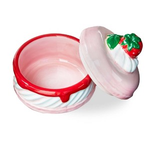 tag Pink Macaron Trinket Dish - Decorative Ceramic Tray for Christmas, 2.75" x 2.75" x 2.75", Easy Wipe Clean - 1 of 2