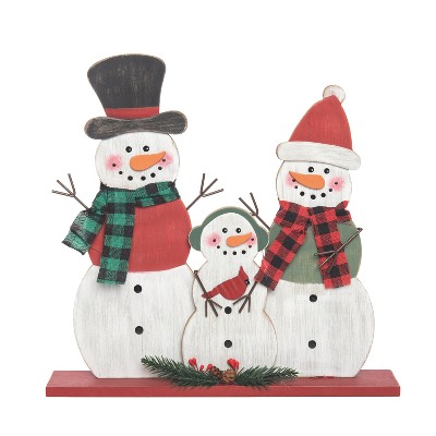 Transpac Wood 12.5 in. Multicolor Christmas Snowman Family Table Decor