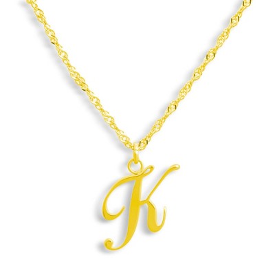 EVRY JEWELS WATERPROOF Gold or Silver Plated Stainless Steel Golden Letter Necklace