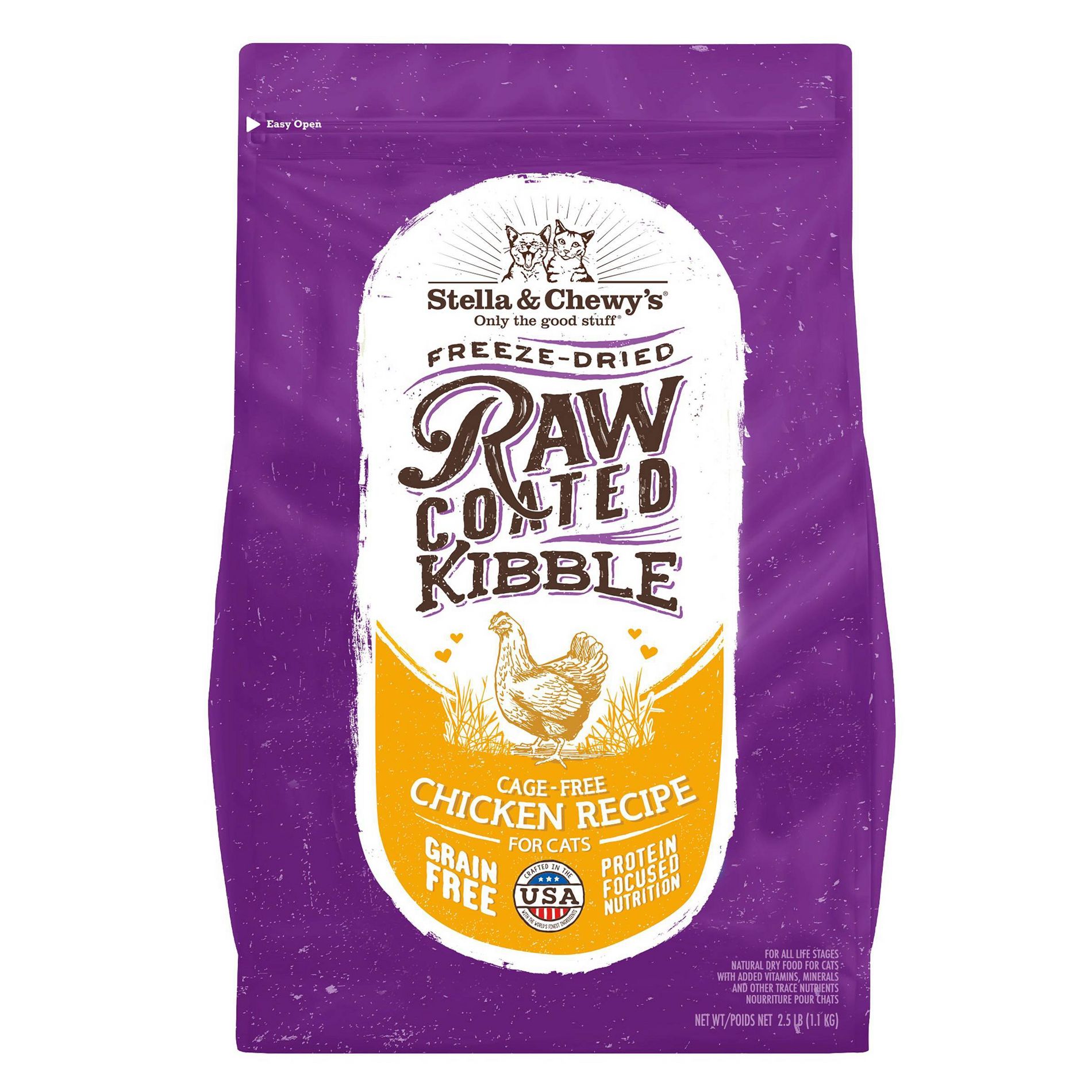 Stella & Chewy's Kibble-Raw Coated Cage Free Chicken Recipe Dry Cat Food - 2.5lbs