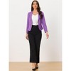 INSPIRE CHIC Women's Open Front Office Long Sleeve Lightweight Printed Floral Crop Suit Blazer - 3 of 4