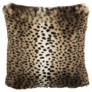 Faux Leopardis Pillow - Black/Brown - 20"X20" - Safavieh - 1 of 3