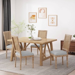 Set of 4 Regina French Country Wood and Cane Upholstered Dining Chairs - Christopher Knight Home - 1 of 4