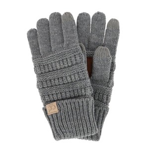 C.C Kids' One Size Fits Most Solid Cable Knit Touchscreen Gloves - 1 of 3