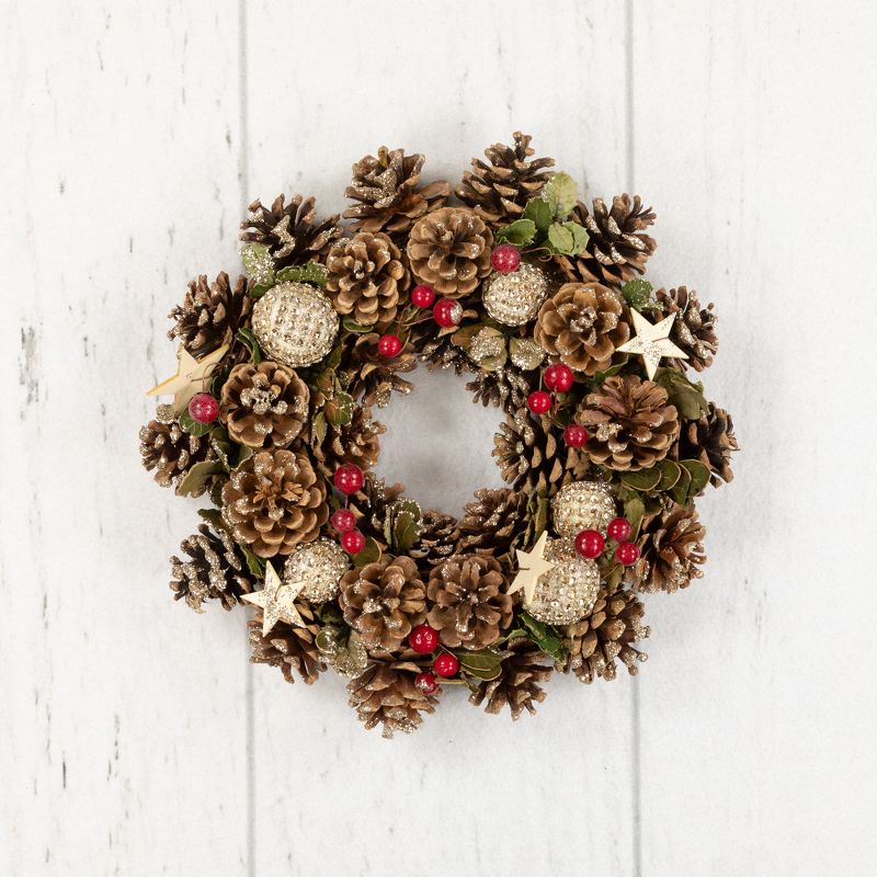 Northlight Glittered Pine Cone and Berry Artificial Christmas Wreath, 12-Inch, Unlit, 4 of 6