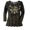 Collections Etc Festive Shimmering Snowflake 3/4 Length Sleeve Cotton Top - 4 of 4