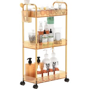 MaseiKar 3-Tier Acrylic Storage Rolling Cart, Bathroom Cart Organizer, Laundry Room Organization, Mobile Shelving Unit for Office, Living Room - 1 of 4