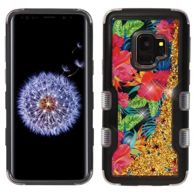 MyBat Tuff Quicksand Glitter Hibiscus Flower PC/TPU Rubber Case Cover For Samsung Galaxy S9 - Multi-Color
