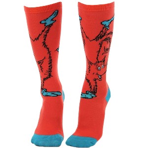 HalloweenCostumes.com One Size Fits Most  Fox in Socks Knee High Costume Socks, Red/Blue - 1 of 4