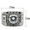 Slickblue Polished Men's Ring Stainless Steel with Clear CZ, Round Band Ring, No Plating, Clear, Sizes 8-13 - 2 of 4