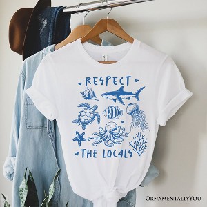 Respect the Locals Ocean Animals T-Shirt, Cute White and Natural Vacation Tee| OrnamentallyYou - 1 of 4