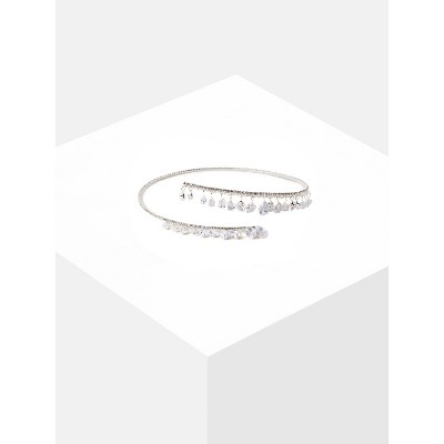 SOHI Women's Silver Crystal Torque Necklace