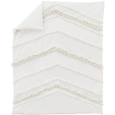 Ivory Cotton Boho Fringe 4-Piece Crib Bedding Set