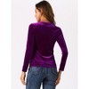 Allegra K Women's Velvet Sweetheart Neck Elegant Long Sleeves Blouses - 3 of 4