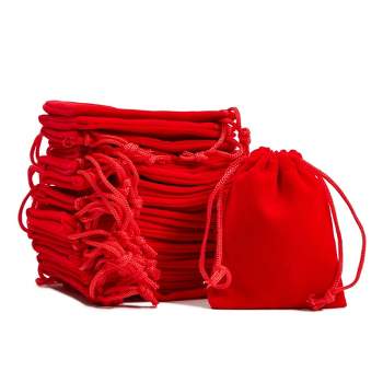 50-Piece Jewelry Pouch Drawstring Bags - Velvet Cloth Storage Pouch for Jewelry, Dice, Favor, Red, 2.7 x 3.5 Inches